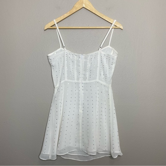 Revolve Superdown Carina Sheer Rhinestone Dress in White bachelorette bridal med - Picture 9 of 9